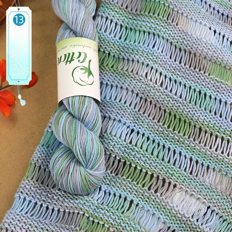 Fire de tricotat DIY: 100% bumbac, vopsire manuală, vopsire pe segmente, pentru pulover și fular pentru copii