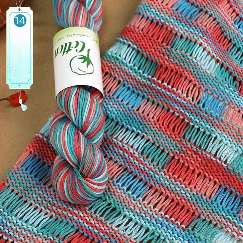 Fire de tricotat DIY: 100% bumbac, vopsire manuală, vopsire pe segmente, pentru pulover și fular pentru copii