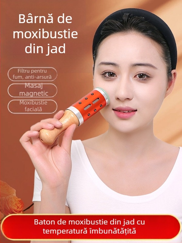 Bețișor de masaj / cioc masaj – dispozitiv portabil din jad+metal+lemn, Yu xi tang, 300 g, pentru fitness și frumusețe