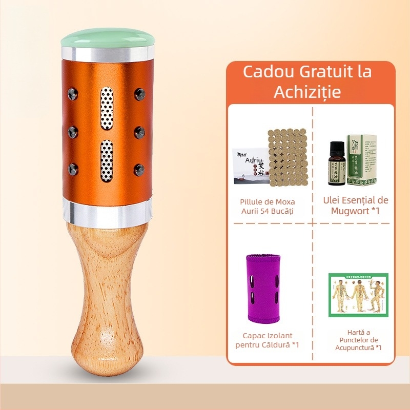 Bețișor de masaj / cioc masaj – dispozitiv portabil din jad+metal+lemn, Yu xi tang, 300 g, pentru fitness și frumusețe