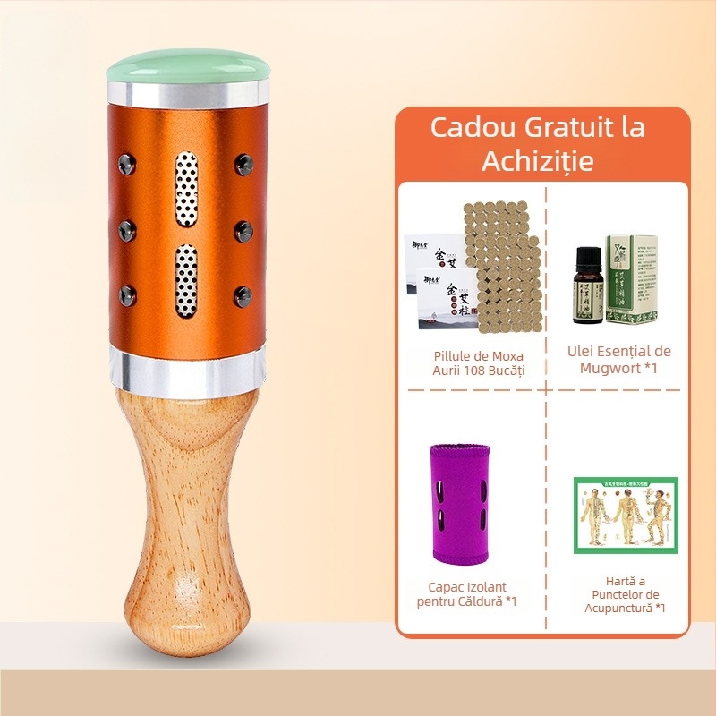 Bețișor de masaj / cioc masaj – dispozitiv portabil din jad+metal+lemn, Yu xi tang, 300 g, pentru fitness și frumusețe