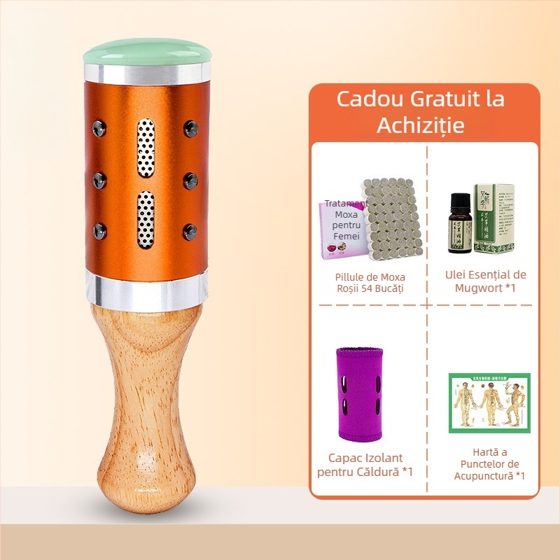 Bețișor de masaj / cioc masaj – dispozitiv portabil din jad+metal+lemn, Yu xi tang, 300 g, pentru fitness și frumusețe