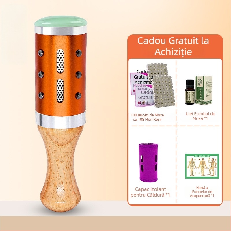 Bețișor de masaj / cioc masaj – dispozitiv portabil din jad+metal+lemn, Yu xi tang, 300 g, pentru fitness și frumusețe