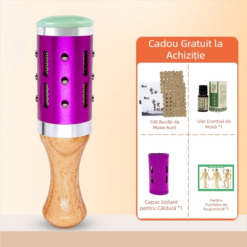 Bețișor de masaj / cioc masaj – dispozitiv portabil din jad+metal+lemn, Yu xi tang, 300 g, pentru fitness și frumusețe