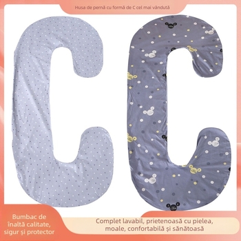 Pernă pentru sarcină, formă C, miez din bumbac 100%, greutate 0,3 kg, umplutură fibre poliesterice, personalizabilă