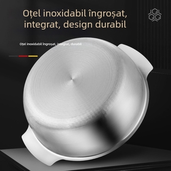 Oală pentru supă din oțel inoxidabil seria 400, capacitate 1,1–2 L, cu suprafață antiaderentă, capac din sticlă, compatibilă cu toate plitele