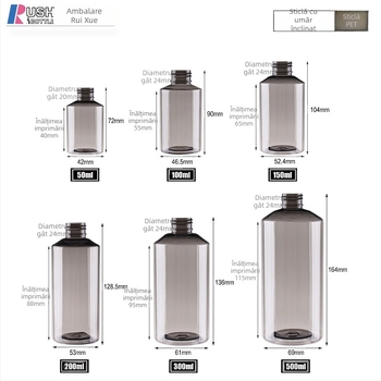 Sticlă cosmetică cu umăr înclinat și capac din metal, corp metalic cu componente din acrilic/PMMA, finisaj cu pulverizare