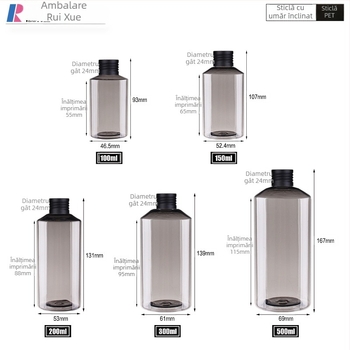 Sticlă cosmetică cu umăr înclinat și capac din metal, corp metalic cu componente din acrilic/PMMA, finisaj cu pulverizare