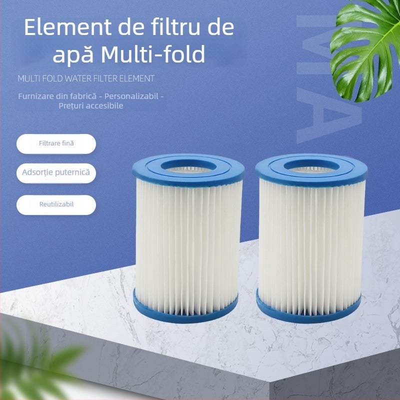 Element filtrare apă – pliabil, design cu pliuri multiple pentru piscină; plasă poliester; material filtrant eficient; model: element filtrant de apă cu mai multe pliuri