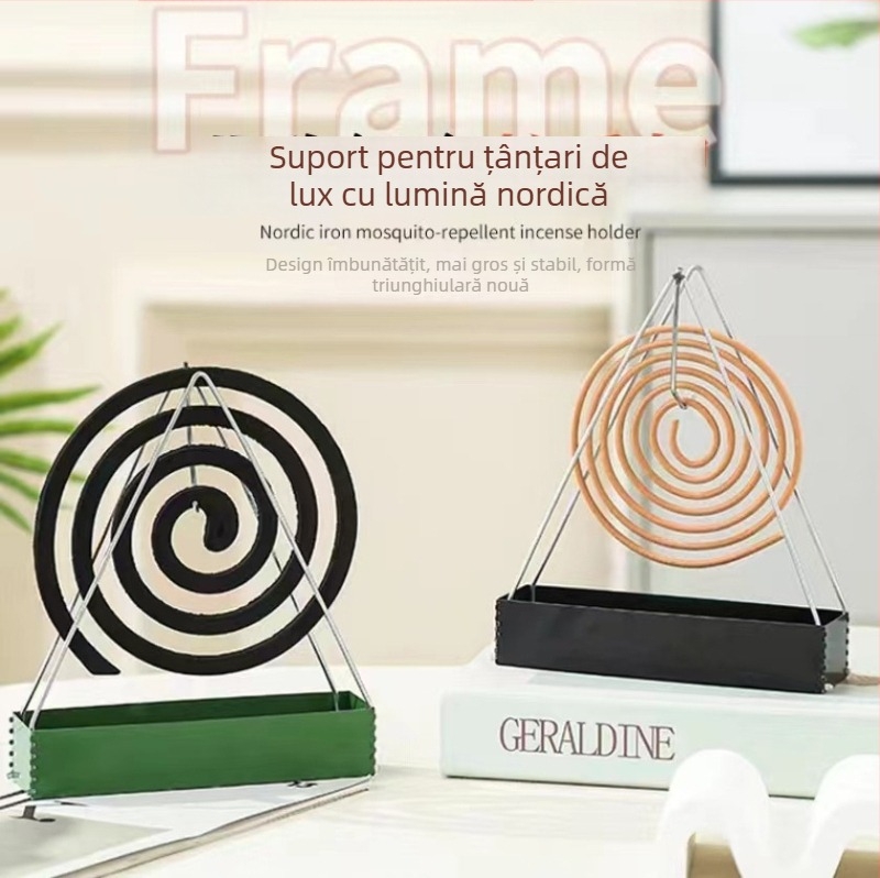 Suport suspendabil pentru incens anti-țânțari, design triunghiular, din fier forjat și lemn de santal, pentru uz casnic