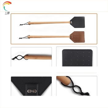 Bat de muște din piele și lemn, cu mâner extins, durabil, personalizabil