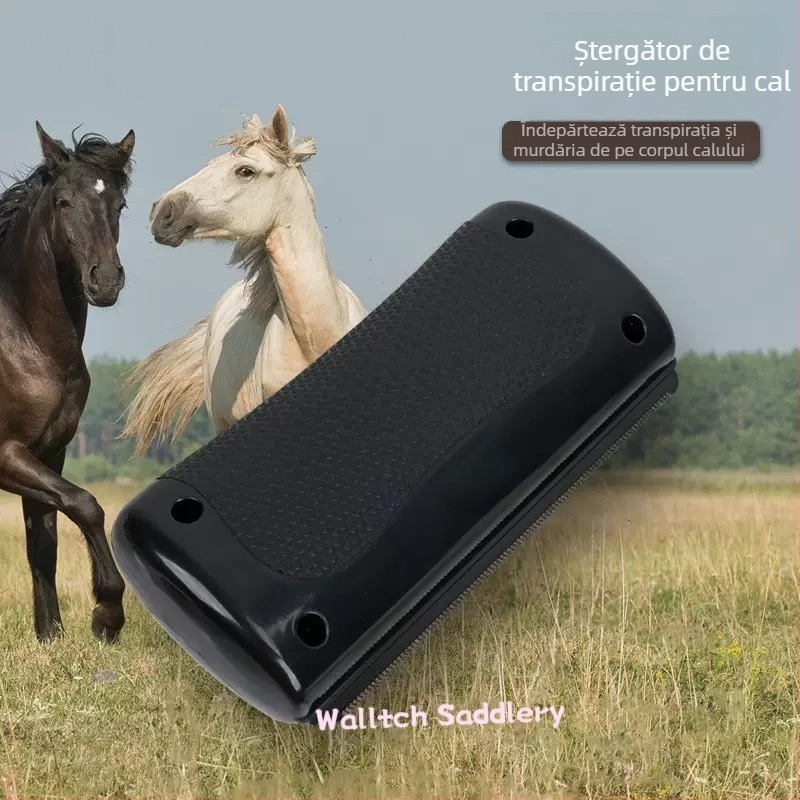 Unelte de îngrijire pentru cai: răzuitor de transpirație, răzuitor pentru păr subțire, perie, pieptene, pensulă de ras