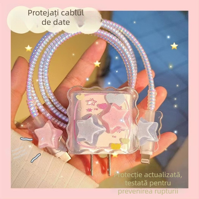 Capac protector cablu date pentru încărcător Apple 20W, tip deschis pentru înfășurare, stil caricatură simplu, TPU și rășină