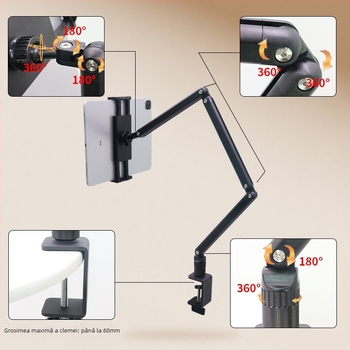 BX-N02 Suport pentru tabletă pentru birou, pliabil, rotativ, compatibil cu iPad 2/3/4 și iPad Mini, greutate 0,85 kg