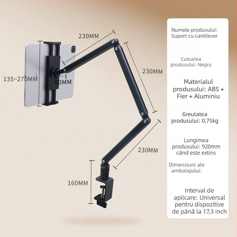 BX-N02 Suport pentru tabletă pentru birou, pliabil, rotativ, compatibil cu iPad 2/3/4 și iPad Mini, greutate 0,85 kg