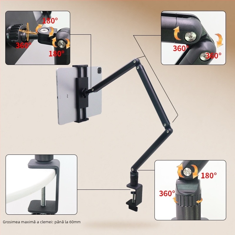 BX-N02 Suport pentru tabletă pentru birou, pliabil, rotativ, compatibil cu iPad 2/3/4 și iPad Mini, greutate 0,85 kg