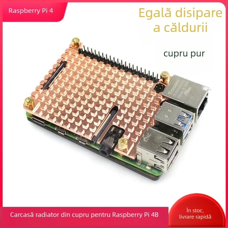 Carcasă Raspberry Pi 4B cu radiator din cupru – PAREK etichetă privată, Lot 2024