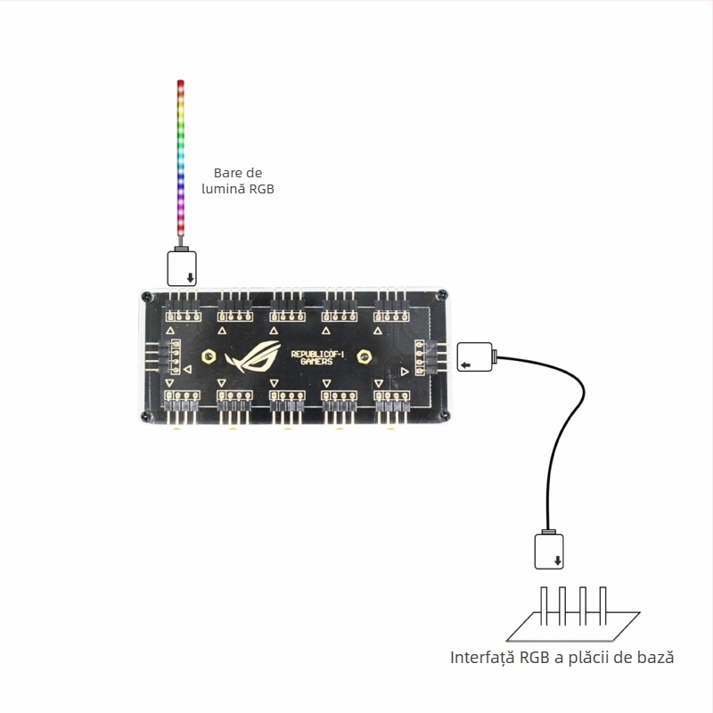 Hub RGB iluminat 12V, 4 pini, extensie 1 la 10