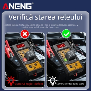 ANENG RT01 Detectare releu auto cu tester digital al bateriei, universal 12V/24V, analizor de relee cu patru și cinci pini