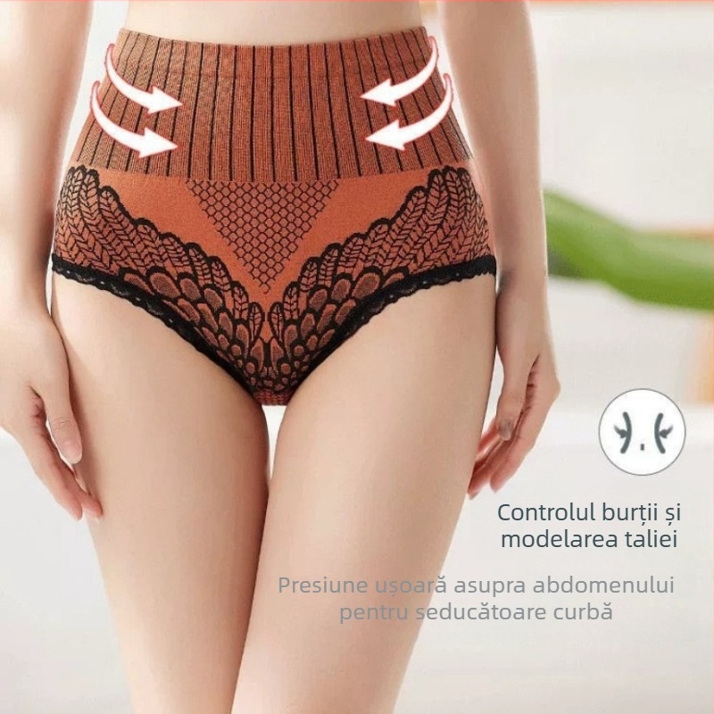 Lenjerie intimă pentru femei cu talie înaltă — subțiere, ridicare fesieri, Jacquard poliester respirabil