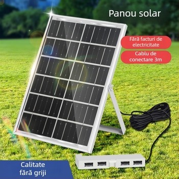 Panou solar de încărcare pentru exterior, 6W la 5V, IP65, siliciu policristalin, iluminare 6–12 ore