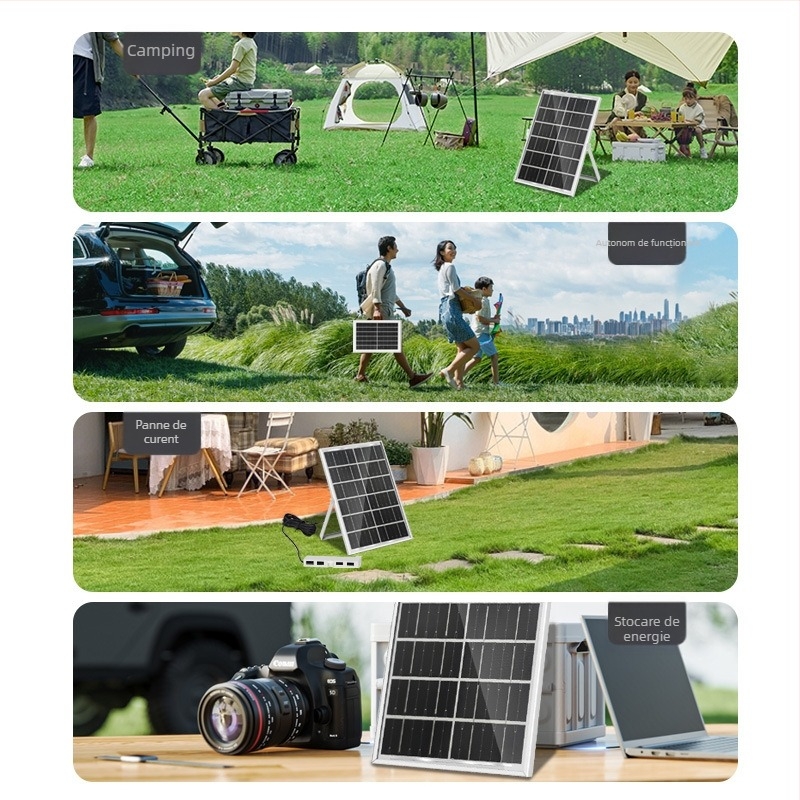 Panou solar de încărcare pentru exterior, 6W la 5V, IP65, siliciu policristalin, iluminare 6–12 ore