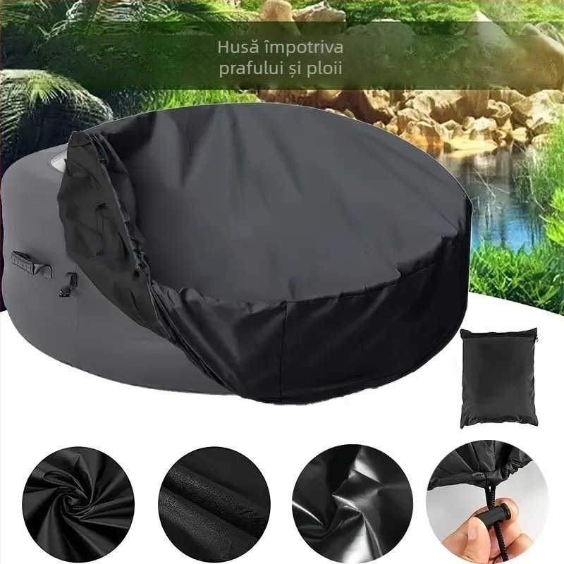 Acoperire circulară pentru piscină exterioară – material Oxford, design modern minimalist