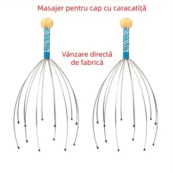 Masajer de cap cu brațe octopus (control mecanic, portabil; pentru scalp și spate; lansat în 2024)