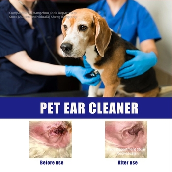 Lichid de curățare a urechilor pentru pisici și câini – elimină cerumen, recipient din plastic (formă: lichid; efect: elimină cerumen; material: recipient din plastic; utilizare: animale de companie)