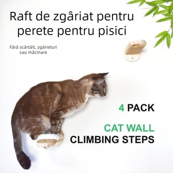 Cadru de cățărare pentru pisici, montat pe perete, din lemn masiv, cu cuib încorporat, scară decorativă, platformă de sărit și coloană de cățărare — Xingyu crafts