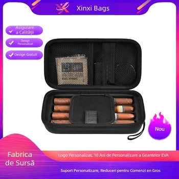 Cutie EVA pentru păstrarea țigărilor, potrivită pentru tăietor de țigări, brichetă și umidificator; impermeabilă, cutie de voiaj portabilă. Material: PU + EVA; Confecție: EVA presat la cald + cusut; Suportă până la 10 kg; Cod produs: x171