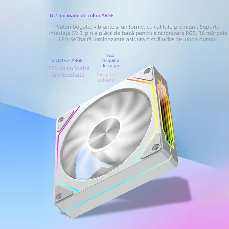 Prism 5Pro ventilator pentru carcasă ARGB silențios (lagăr hidraulic, 600-1500 rpm, 20 dB(A), 4-pin PWM, ARGB 5V 3-pin)