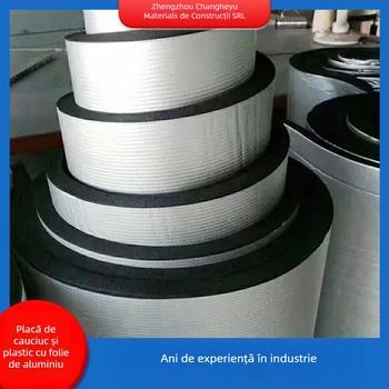 Placă izolatoare din burete cauciucat-plastic cu folie de aluminiu, autoadezivă, pentru acoperișuri și sere - conductivitate termică 0.035 W/mK, temperatură de lucru 100°C