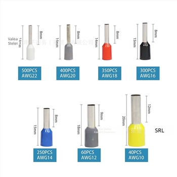 Terminal tubular preizolat pentru cabluri AWG22, presare la rece, pentru aparate electrice