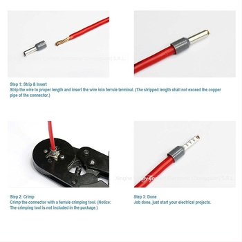 Terminal tubular preizolat pentru cabluri AWG22, presare la rece, pentru aparate electrice