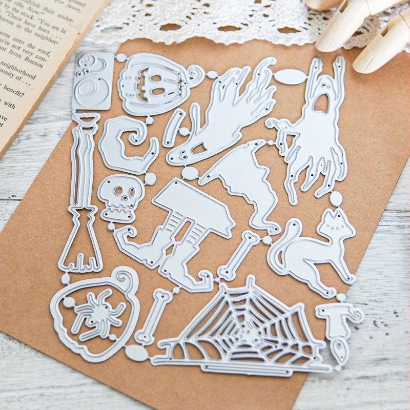 Formă de embossing cu cuțit – Motive Halloween; Oțel carbon; Turnată; Pentru decorarea hârtiei în arta manuală