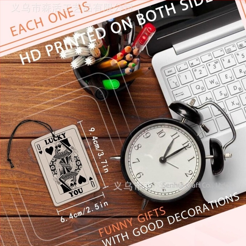 Set de 6 carduri poker cu dublă față pentru odorizant auto – accesoriu atârnător pentru interiorul mașinii și garderobă; Material: carton; Tehnici: gravură, imprimare, serigrafie, lustruire; Cod produs: X1142