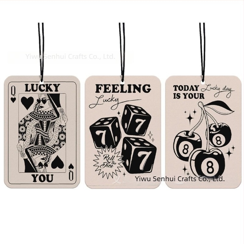 Set de 6 carduri poker cu dublă față pentru odorizant auto – accesoriu atârnător pentru interiorul mașinii și garderobă; Material: carton; Tehnici: gravură, imprimare, serigrafie, lustruire; Cod produs: X1142