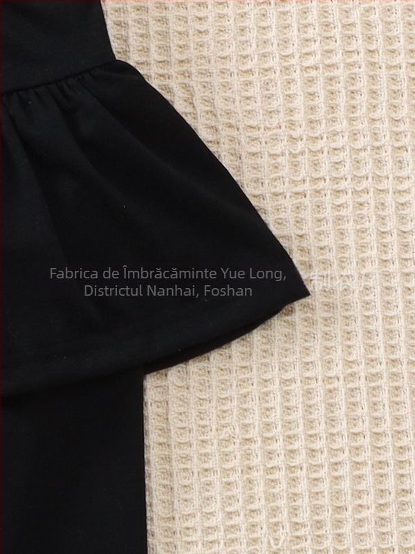 Pentru fete: set din două piese – fustă-pantalon căptușit, din amestec de bumbac-poliester, pantaloni cropped cu talie elastică, pentru vârsta 1–3 ani