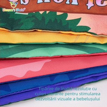 Carte de stofă interactivă cu coadă pentru bebeluși și copii mici, lavabilă, mușcabilă și rezistentă la rupere, jucărie educațională pentru primii ani