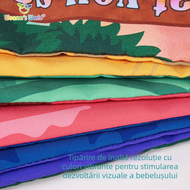 Carte de stofă interactivă cu coadă pentru bebeluși și copii mici, lavabilă, mușcabilă și rezistentă la rupere, jucărie educațională pentru primii ani