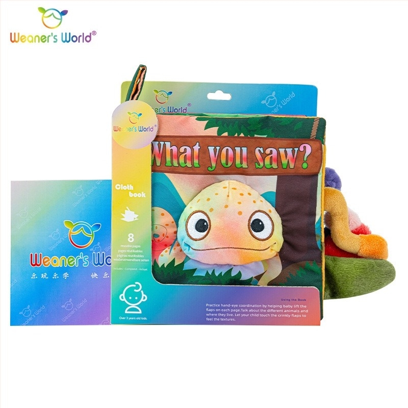 Carte de stofă interactivă cu coadă pentru bebeluși și copii mici, lavabilă, mușcabilă și rezistentă la rupere, jucărie educațională pentru primii ani