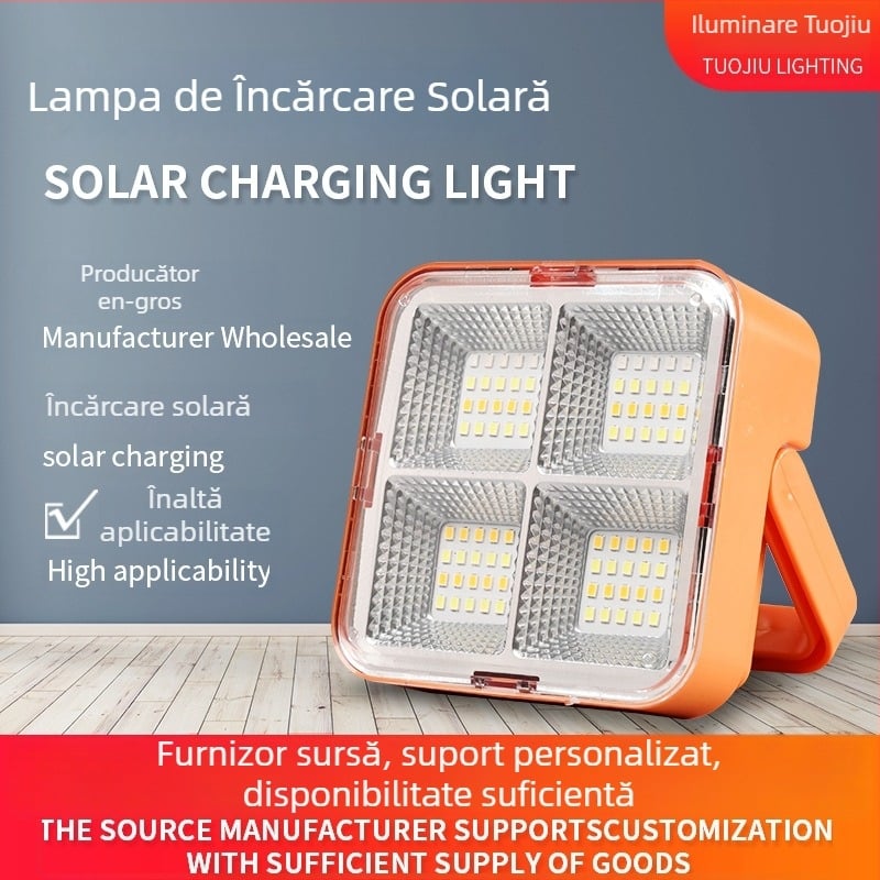 Lampă solară de încărcare pentru camping — 80W, 5V, autonomie 6–12 ore, IP42, durată de viață 50.000 ore