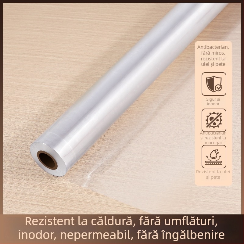 Film protecție transparent pentru suprafața mesei din lemn masiv și marmură – autoadeziv, rezistent la căldură, impermeabil, antibacterian