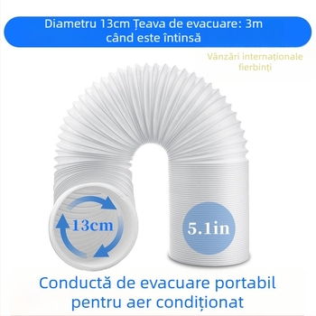 Furtun portabil de evacuare a aerului condiționat (lungime de 3 m, diametru de 5,1 in, telescopic)
