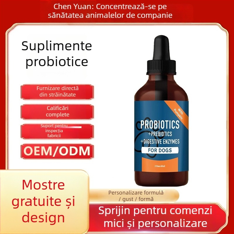 Picături probiotice pentru câini – susțin sănătatea intestinală; 100 g pe flacon, 50 de flacoane în cutie