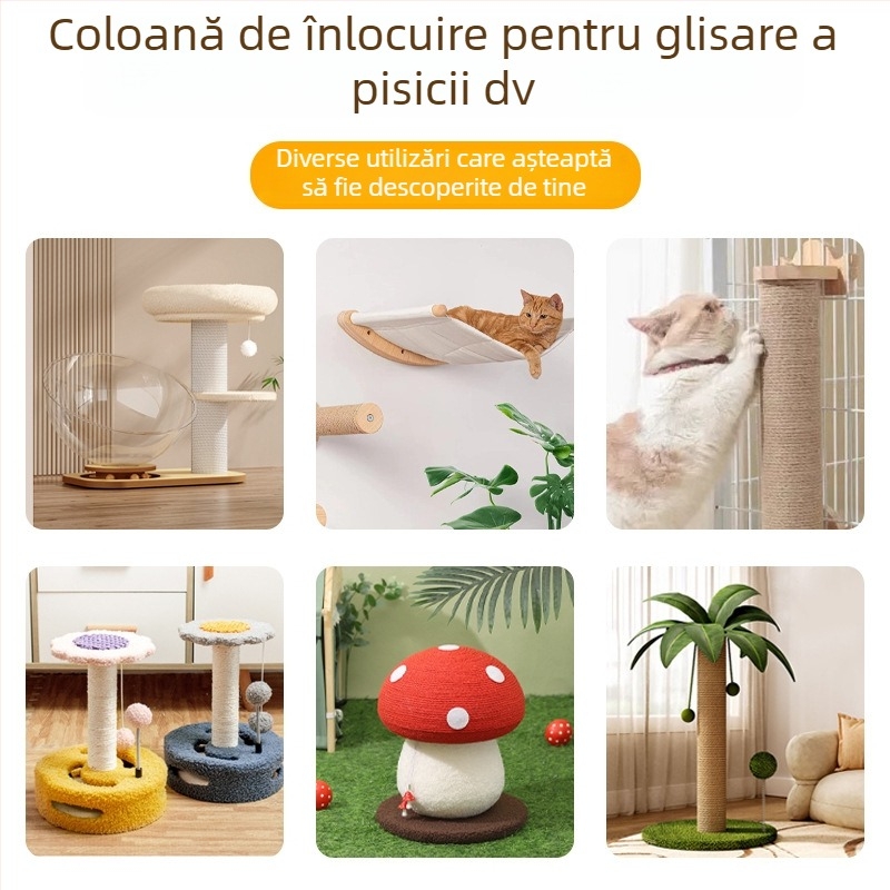 Coloană din sisal pentru copacul de pisici - accesoriu DIY pentru cadrul de cățărare, stil simplu, Pet travel e-family