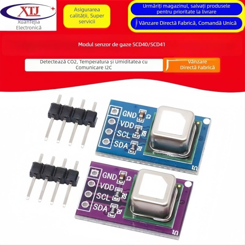 Modul senzor gaz SCD40/SCD41 pentru CO2, temperatură și umiditate, interfață I2C