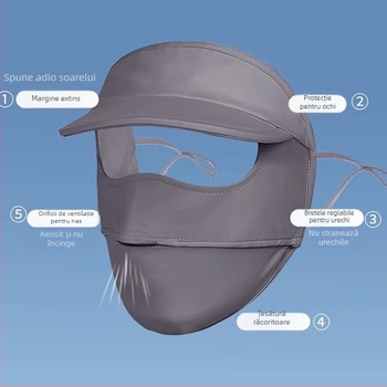 Masca facială cu protecție UV UPF, pentru față întreagă, material Ice Silk respirabil, amestec poliester, pentru ciclism vara