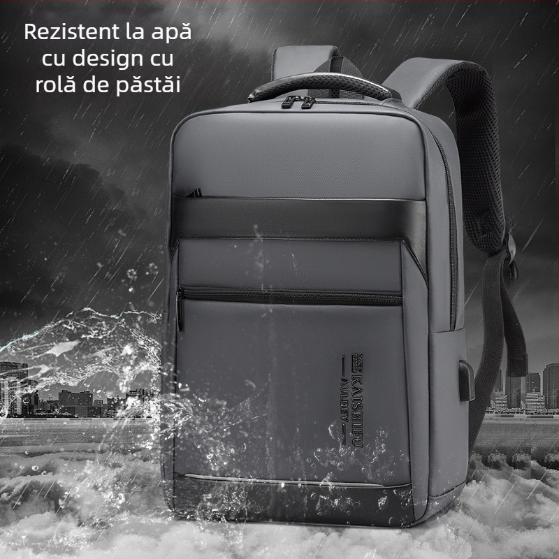 Rucsac de afaceri pentru laptop, material PVC impermeabil, design respirabil, curele cu pernă de aer, capacitate sub 20 L